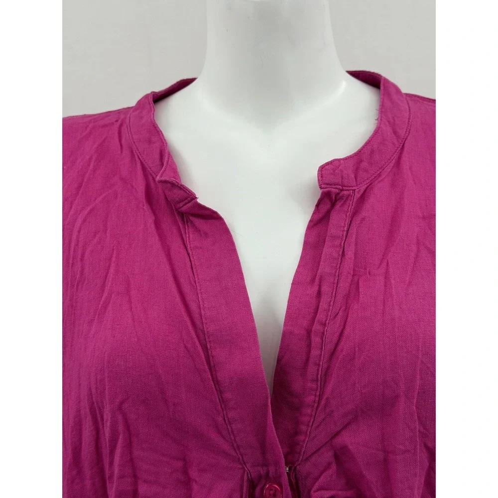 Michael Kors Top Women 3X Pink Button Up Summer Linen Blend Casual V-Neck Travel